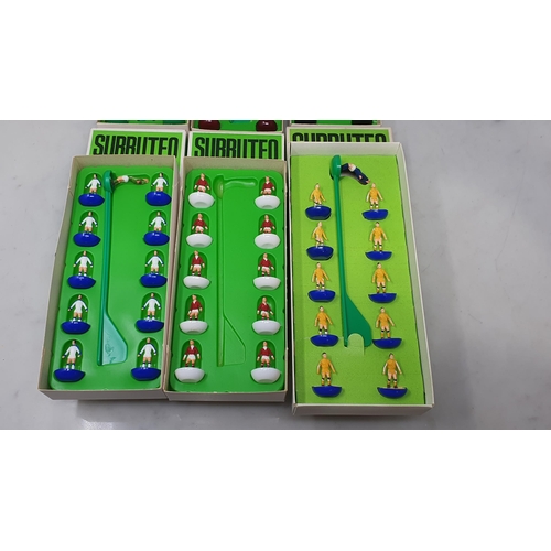 1236 - Six boxed Subbuteo Football Team including reference numbers 13, 41, 96, 100, 206 (missing goalkeepe... 