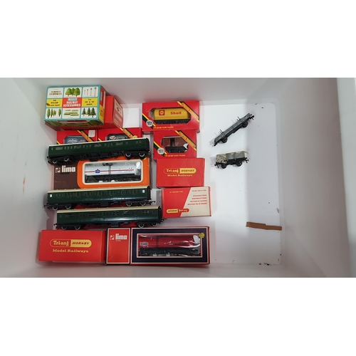 1241 - Two boxes of Hornby and Triang 00 gauge Rolling Stock, Lineside Accessories and Track including Roya... 