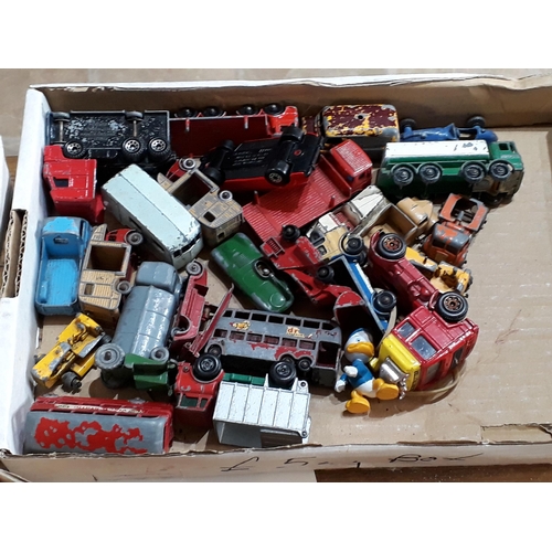 1281 - Four trays of unboxed play worn Lesney and Matchbox Vehicles