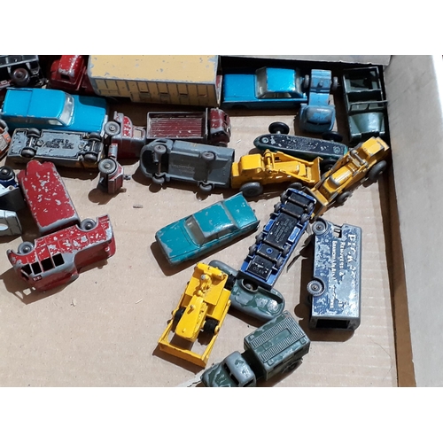 1281 - Four trays of unboxed play worn Lesney and Matchbox Vehicles