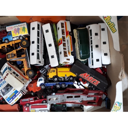 1282 - Three boxes of assorted play worn diecast Models