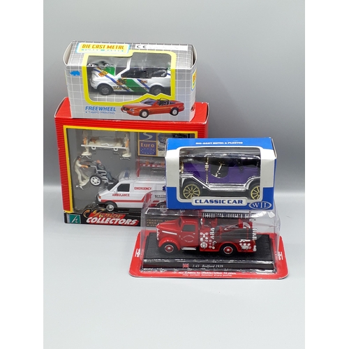 1286 - A box of boxed diecast Models including City Racer, Sea Cruiser Transporter, Ferrari Collection, etc... 