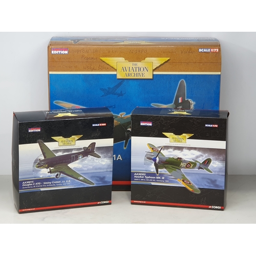 1346 - Six boxed Corgi The Aviation Archive diecast Models including Wellington, C-47 Dakota, AC-130, Light... 