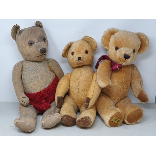 1347 - Two antique mohair Teddy Bears and a Merrythought growler Bear