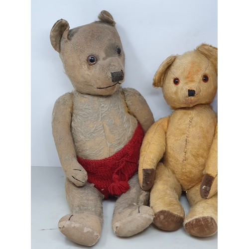 1347 - Two antique mohair Teddy Bears and a Merrythought growler Bear