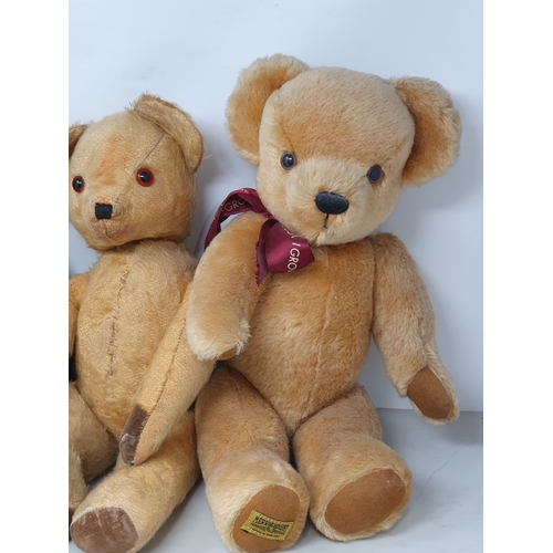 1347 - Two antique mohair Teddy Bears and a Merrythought growler Bear