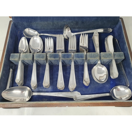 105 - A Canteen of sterling silver Cutlery with pendant decorated stems, 70 pieces including knives, forks... 
