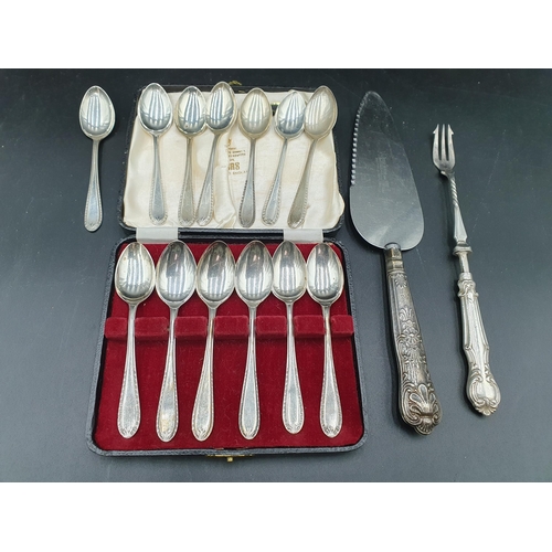 126 - Six Edward VIII silver Coffee Spoons, Sheffield 1936, in case, seven others, similar, Pickle Fork an... 