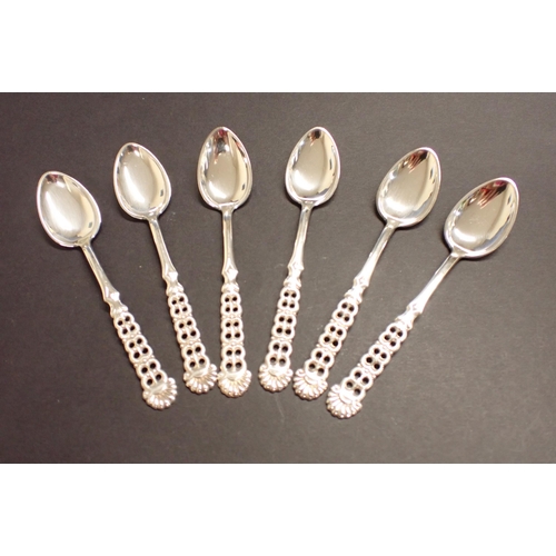 145 - A set of six Norwegian sterling silver Coffee Spoons with pierced handles