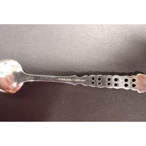 145 - A set of six Norwegian sterling silver Coffee Spoons with pierced handles