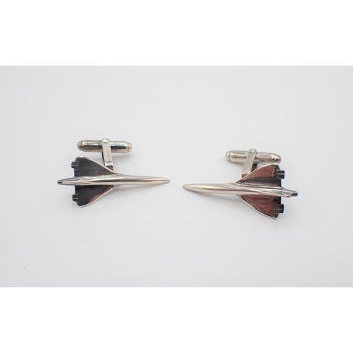 177 - A pair of silver Concorde Cufflinks by Links of London in leather Concorde Box