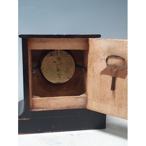 30 - An Edwardian mahogany cased Mantle Clock with bamboo effect columns 8in H x 7 1/4in W (R7)
