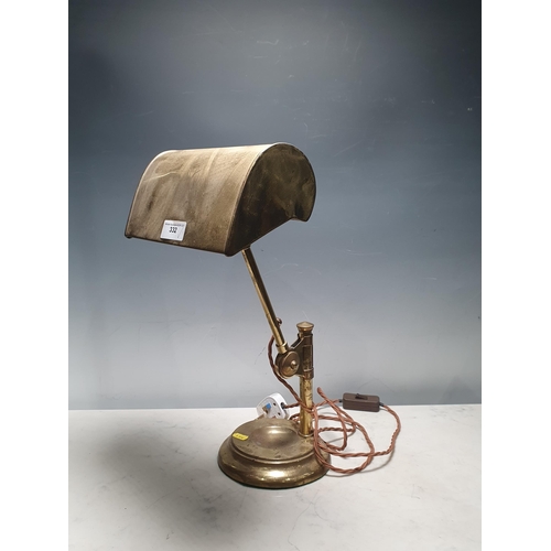 332 - An adjustable brass weighted Table/Desk Lamp, 1ft 7