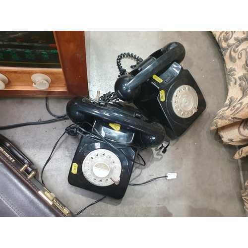 345 - A Vintage Bush Radio, two Telephones, and two Briefcases. (R5).