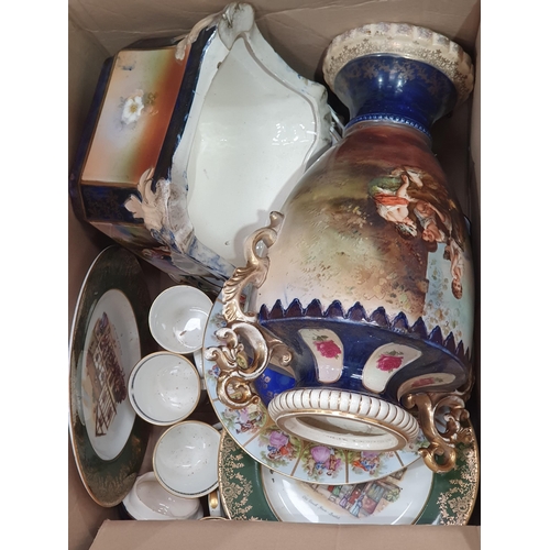 350 - Two boxes of Ceramics including a part 