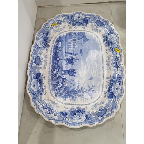 372 - Two 19th Century blue and white transfer printed Meat Plates. (R5).