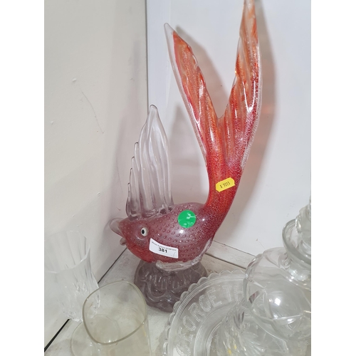 381 - A Murano style model of a Fish, 17in H, A/F, Decanters, Bowls, Vases, etc. (R5).