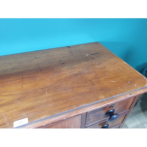 475 - A mahogany Chest of Drawers, with Hat drawer, (Missing plinth base), 3ft 7