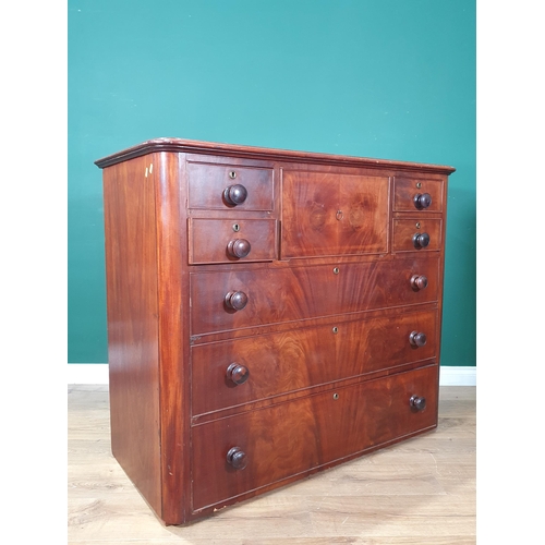 475 - A mahogany Chest of Drawers, with Hat drawer, (Missing plinth base), 3ft 7