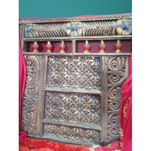 477 - A decorative Throne with scrolled and floral decoration, the front supports in the form of Birds, wi... 