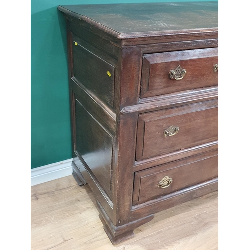 484 - An antique oak Lancashire Chest fitted three short drawers above four long drawers raised on bracket... 