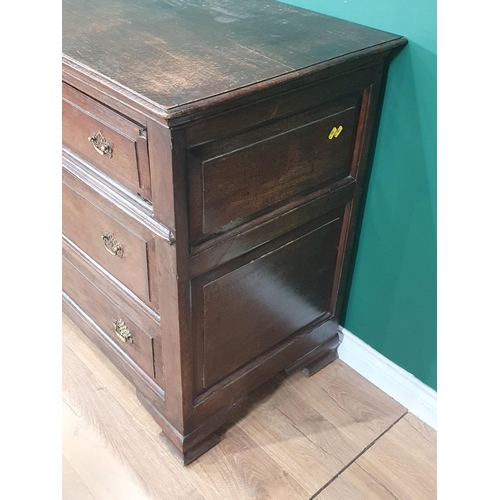 484 - An antique oak Lancashire Chest fitted three short drawers above four long drawers raised on bracket... 