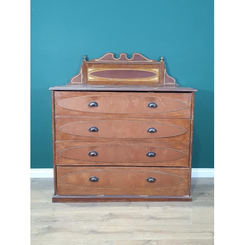 485 - A scumble painted Irish Chest of Drawers with raised shaped back, fitted four long drawers, raised o... 