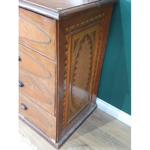 485 - A scumble painted Irish Chest of Drawers with raised shaped back, fitted four long drawers, raised o... 