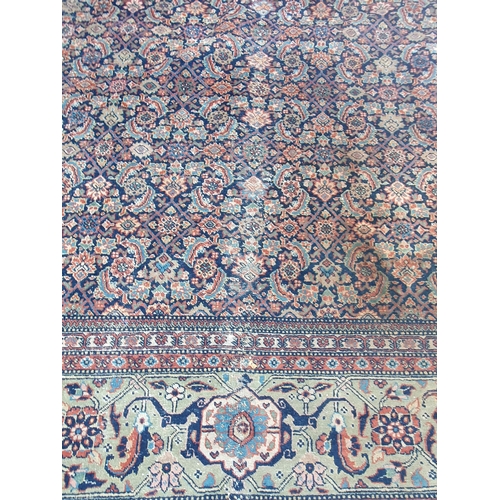 499 - A Persian style Carpet with multi borders with all over floral motif designs, A/F, faded and some re... 