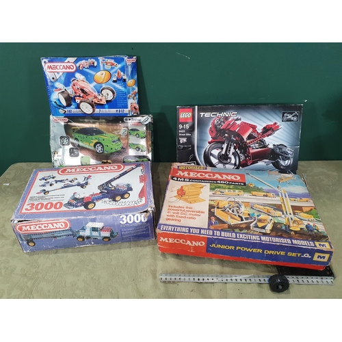 696 - Four boxed Meccano Sets and a Lego Set (R9)