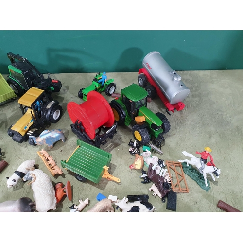 706 - A box of Toys and Farm Models, including, Tractors, Farmyard Animals, etc.