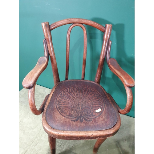 711 - An oak Chair, a child's bentwood Chair, an oak Shelf and two Dunlop Foot Pumps (R10)