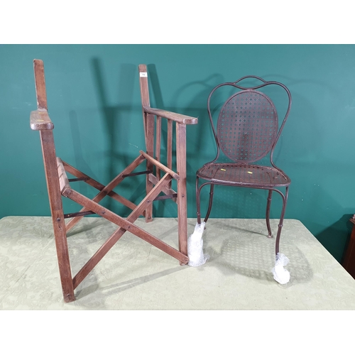 712 - A Director's Chair (lacking canvas) and a metal Garden Chair (R10)