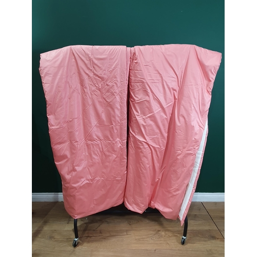 742 - A pair of pink Curtains 7ft 3in W x 7ft L (R11)