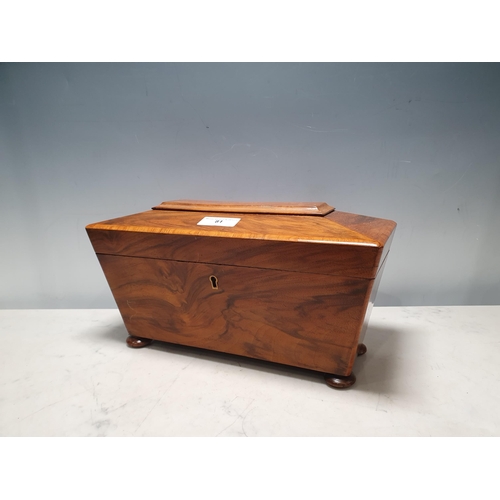 81 - A 19th Century Walnut sarcophagus Tea Caddy containing a glass mixing bowl and two covered compartme... 