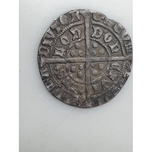 91 - An Edward IV Long Cross Groat, along with a Charles I Shilling, 1787 & 1826 Shilling, (the former ho... 