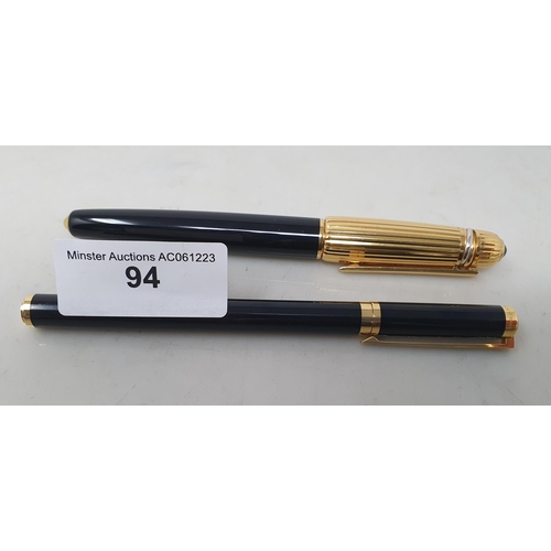 94 - A Dupont Laque De Chine Fountain Pen with 18ct gold nib, and a Pasha de Cartier Cartidge Fountain Pe... 