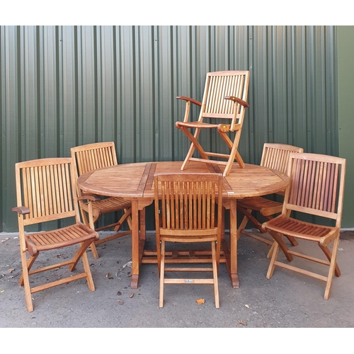 62 - A Lindsey Plantation Teak circular Garden Table and Six Chairs (2 Carvers, 4 Singles).