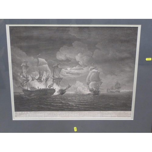 407 - AFTER  RICHARD PATON. The Serapis in Combat, 22.7.1779 engraving by Lerpiniere and Fittler, 18 x 24 ... 