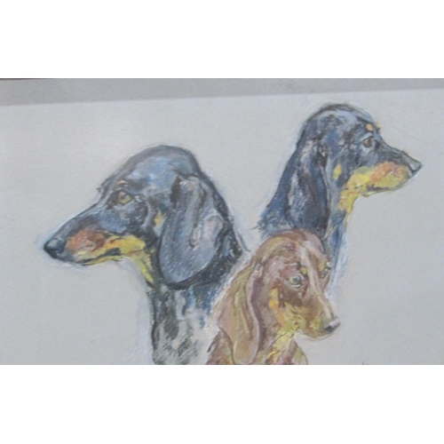 408 - MYRTLE S. TRENCH. Two Dog Portraits, signed and dated 1971, 14 x 20 in;; a further two similar signe... 