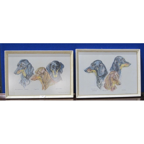 408 - MYRTLE S. TRENCH. Two Dog Portraits, signed and dated 1971, 14 x 20 in;; a further two similar signe... 