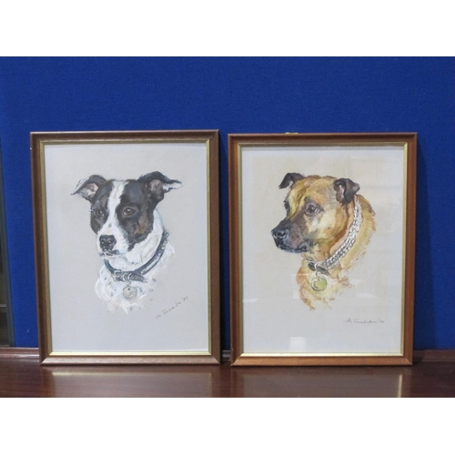 408 - MYRTLE S. TRENCH. Two Dog Portraits, signed and dated 1971, 14 x 20 in;; a further two similar signe... 