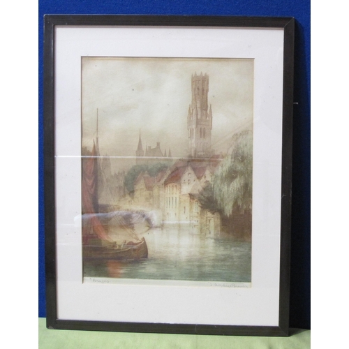 422 - J.ALPHEGE BREWER. 'Tower Bridge', mixed media on paper laid down on panel, unframed, 13 1/2 x 17 in;... 