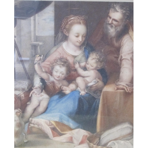 423 - AFTER FEDERICO BAROCCI. 'La Madonna dell Gatto', coloured stipple engraving, 10 x 8 in; two colour r... 