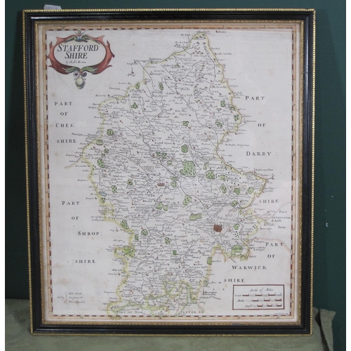 434 - ROBERT MORDEN. A Map of Staffordshire, engraved map, coloured, 17 x 14 1/2 in; and a Map of the Coun... 