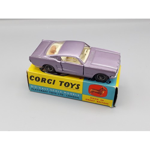 1196 - A boxed Corgi Toys No.320 purple Ford Mustang Fastback 2+2, Nr M-M, box E