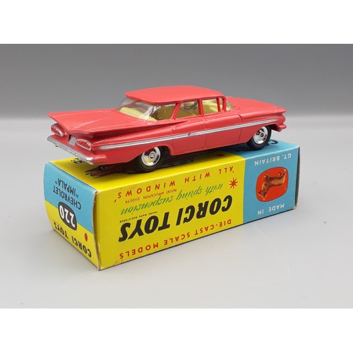 1197 - A boxed Corgi Toys No.220 pink Chevrolet Impala, Nr M-M, box E+