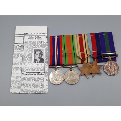 1143 - Five; General Service Medal 'Palestine' Bar, 1939-45 Star, Africa Star and War Medals to 2982260 Pte... 