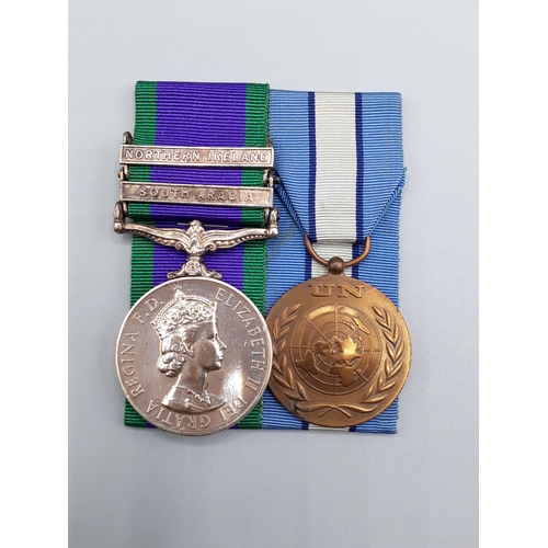 1147 - WITHDRAWN-Two; Campaign Service Medal 'South Arabia' and 'Northern Ireland' Clasps and United Nation... 