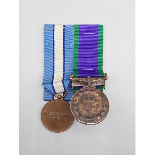 1147 - WITHDRAWN-Two; Campaign Service Medal 'South Arabia' and 'Northern Ireland' Clasps and United Nation... 